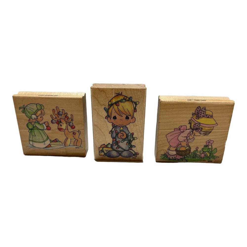 3 Precious Moments rubber stamps Delightful Christmas Deer Hoppy Easter